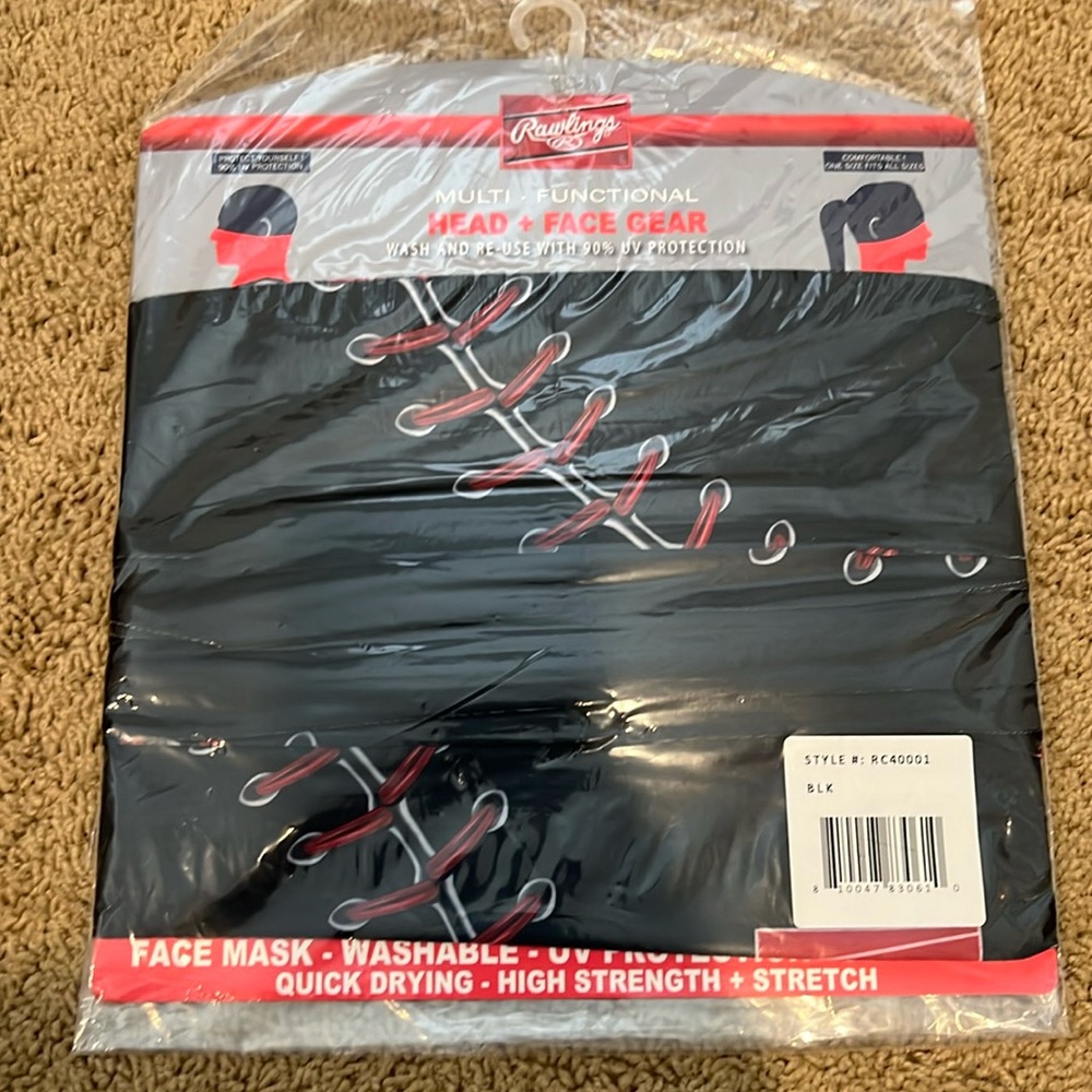 Rawlings RC40001-001 BLK Baseball Stitch Gaiter Multi Functional Head Face Gear